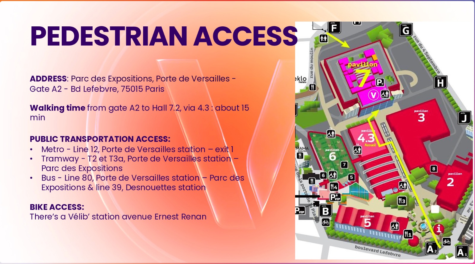 Accès piéton — Parc des Expositions, Porte de Versailles